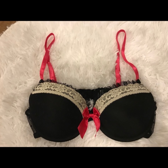 Black Hot Pink and Lace Push Up Bra - Picture 1 of 6